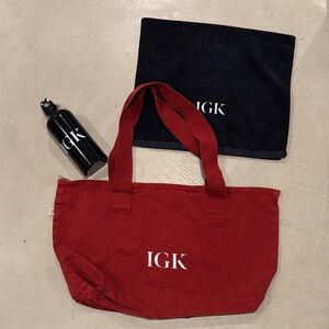 CCO Sale! IGK Workout Bundle: spacious Gym Bag, Water bottle, & microfiber Towel
